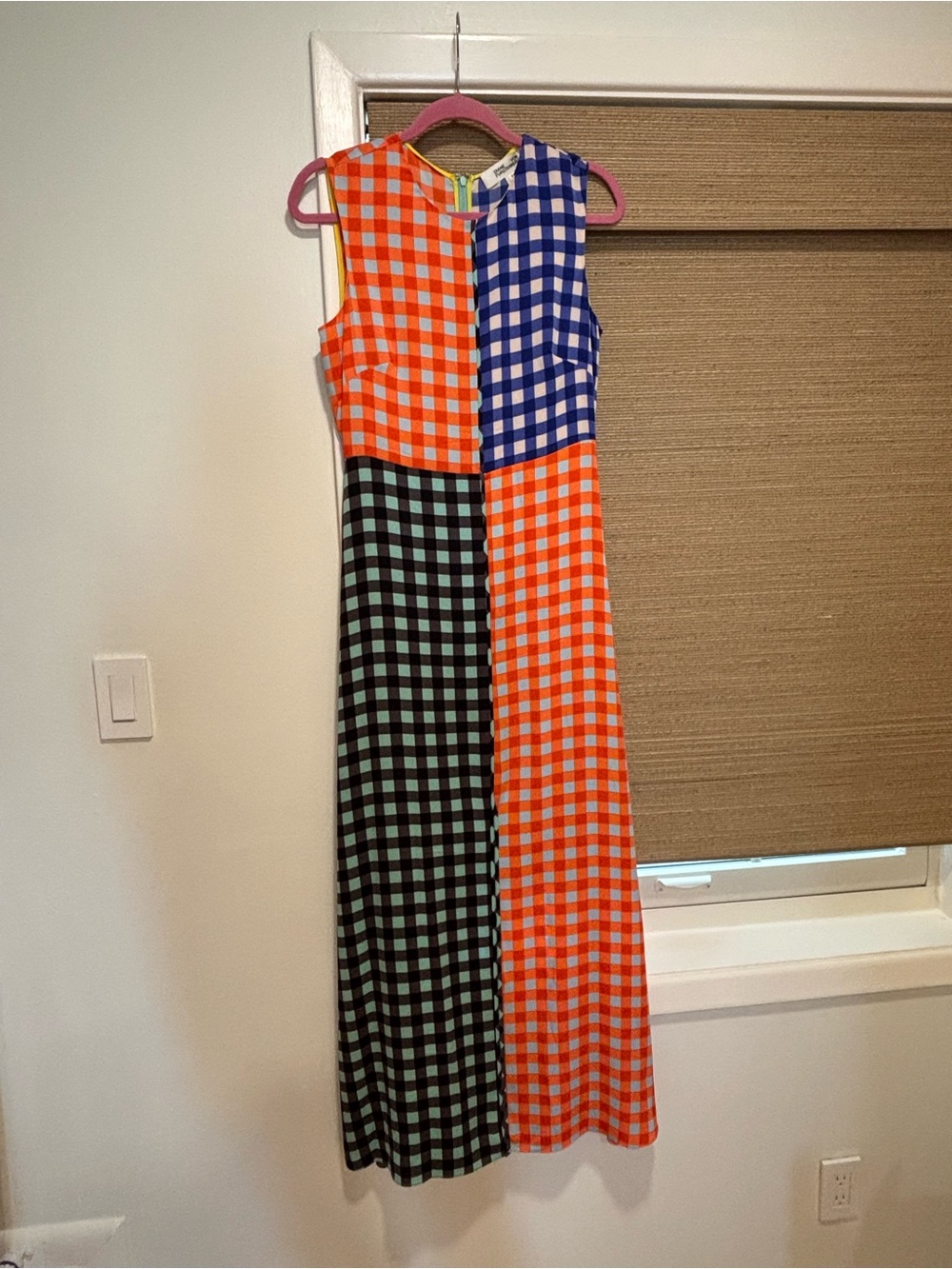 DVF Gingham Patchwork Maxi Dress